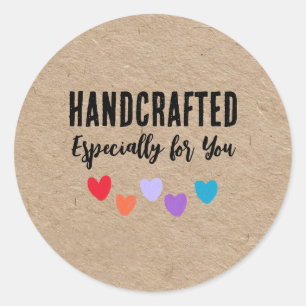 Handcrafted Especially for You – Kraft Paper Look Classic Round Sticker
