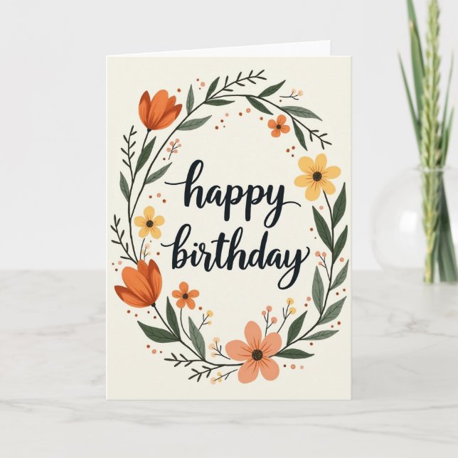 Handcrafted Floral Birthday Card (Front)