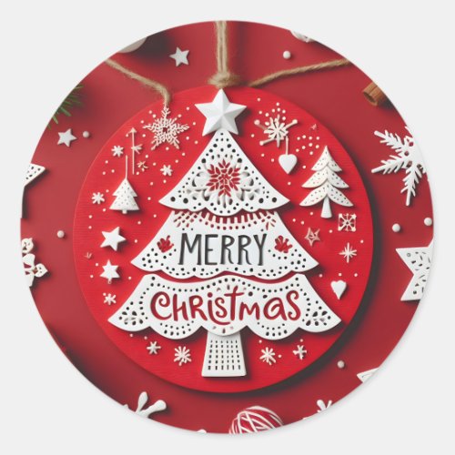 Handcrafted Holiday Joy Merry Christmas Design Classic Round Sticker