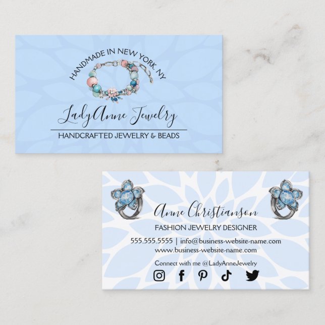 Handcrafted Jewelry and Bead Designer Business Card (Front/Back)