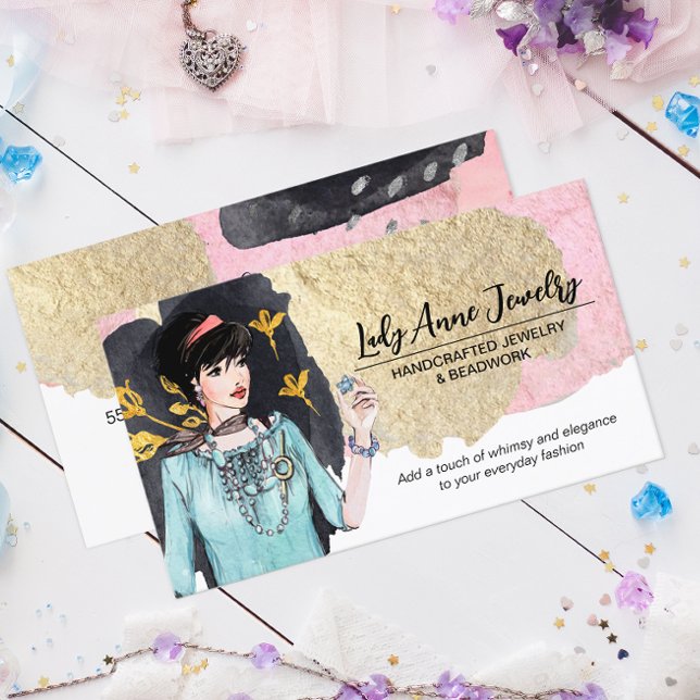 Handcrafted Jewelry and Bead Designer Business Card (Creator Uploaded)