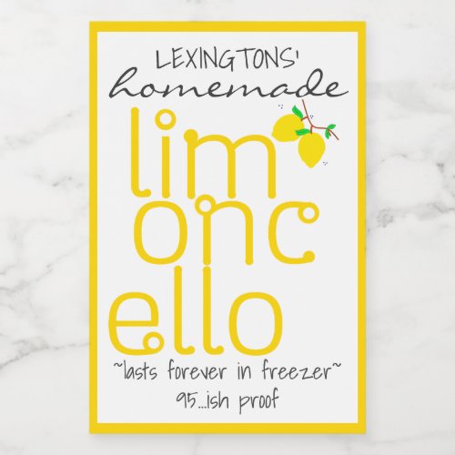 Handcrafted Limoncello Bottle Label 