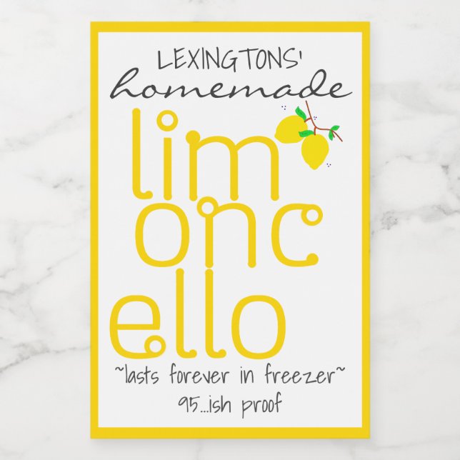 Handcrafted Limoncello Bottle Label | (Single Label)