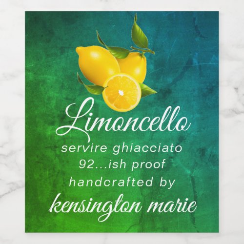 Handcrafted Limoncello For A Tall Bottle Label 
