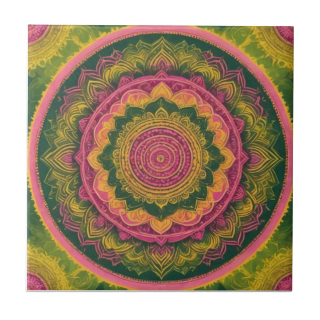 Handcrafted Mandala Art Decorative Tile (Front)