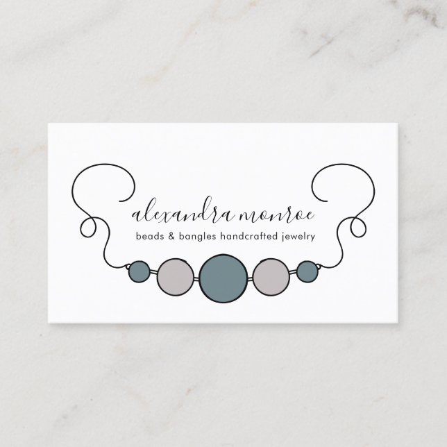 Handcrafted Necklace Logo | Jewelry Designer  Business Card (Front)