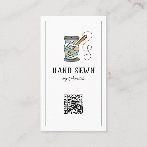 Handcrafted Sewing QR code Logo Business Card 