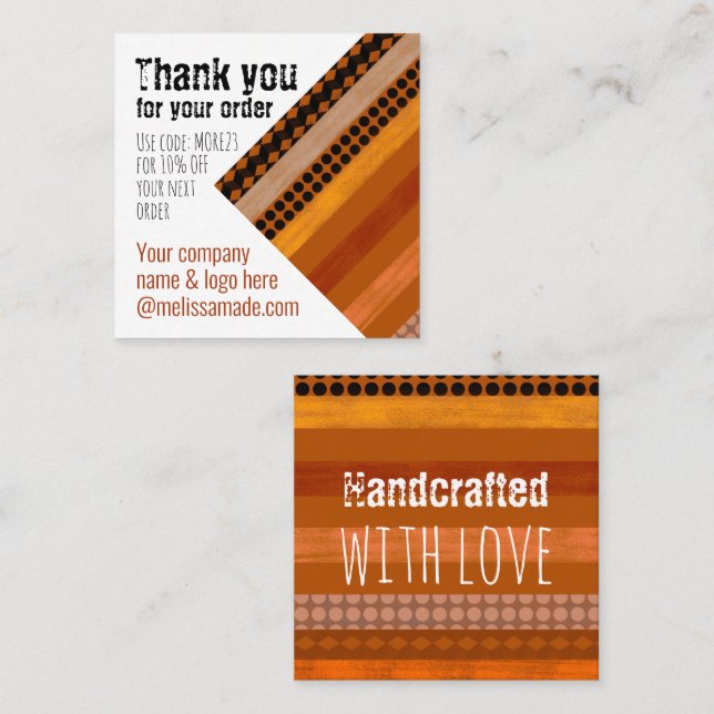 Handcrafted small business Thank you promo card (Front/Back)