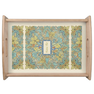 Handcrafted Style Earthy Doodle Wood Tray