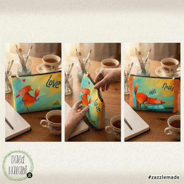 Handcrafted Watercolor Funny Fox Accessory Pouch (Handcrafted Watercolor Funny Fox Accessory Pouch)