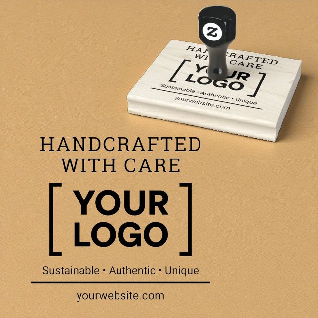 Handcrafted With Care Custom Logo Website Business Rubber Stamp (Creator Uploaded)
