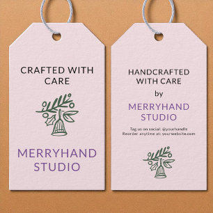 Handcrafted with Care Whimsical Green Bell Gift Tags