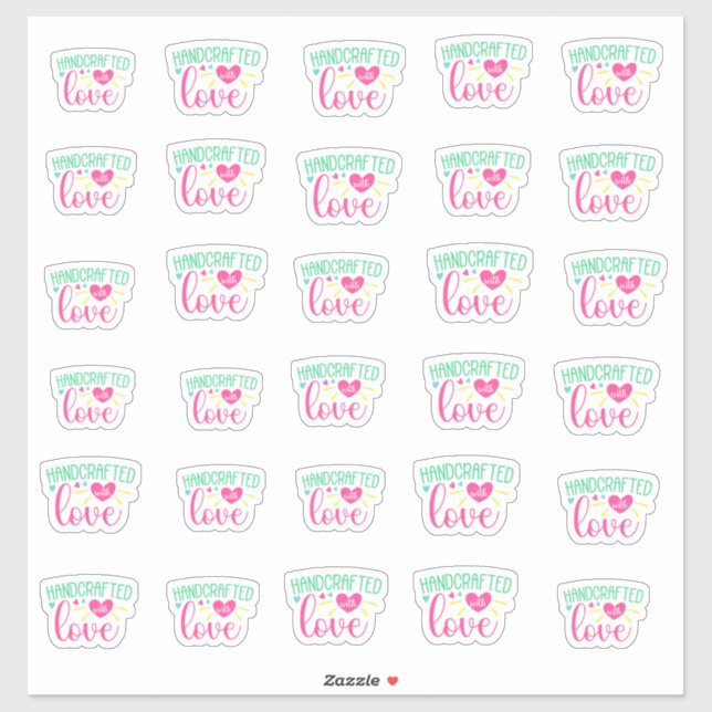 Handcrafted with Love Custom Vinyl Stickers (Sheet)