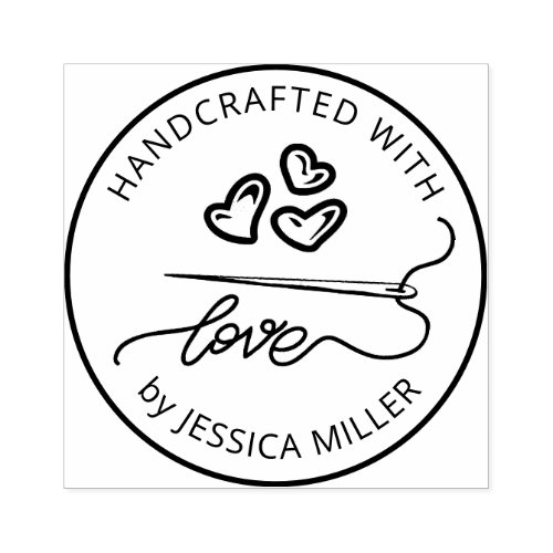 Handcrafted with Love Sewing Needle Custom Rubber Stamp