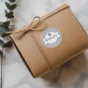 Handcrafted with Love Thank You Customizable Classic Round Sticker