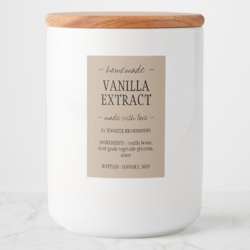 Handcrafted with love Vanilla Extract Food Label