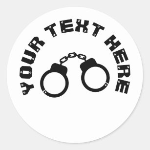Handcuff silhouette stickers with custom text