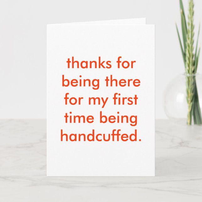 handcuffed letterpress thank you card (Front)
