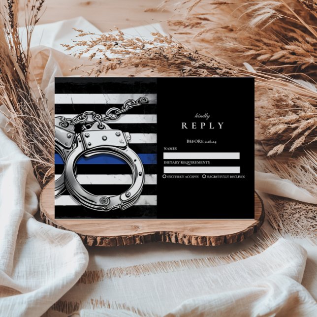 Handcuffs American Flag Police Graduation RSVP Card (Creator Uploaded)