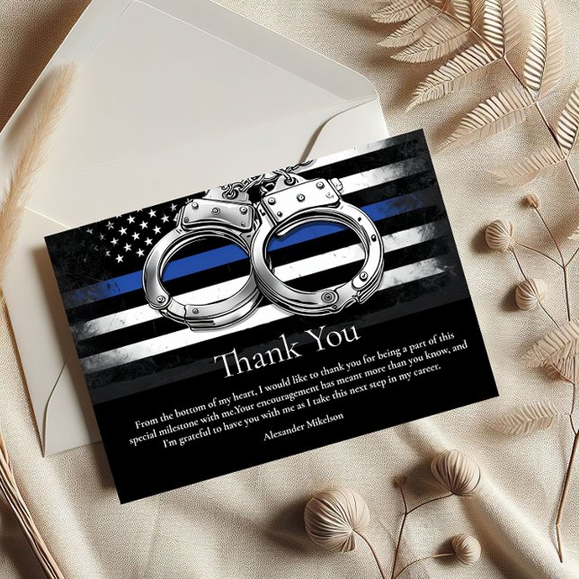 Handcuffs American Flag Police Graduation Thank You Card (Creator Uploaded)