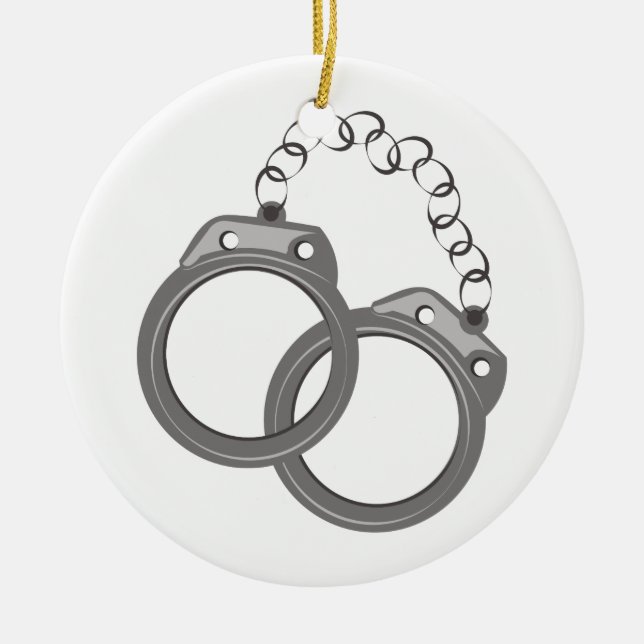 Handcuffs Ceramic Ornament (Front)