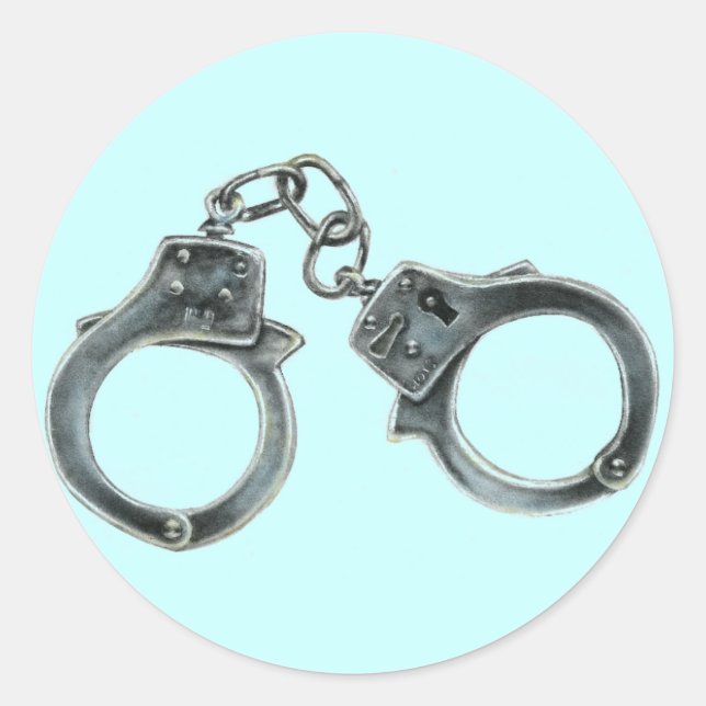 HANDCUFFS CLASSIC ROUND STICKER (Front)