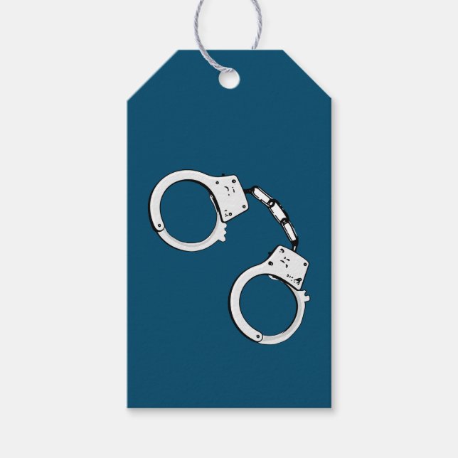 Handcuffs on Blue Gift Tags (Front)