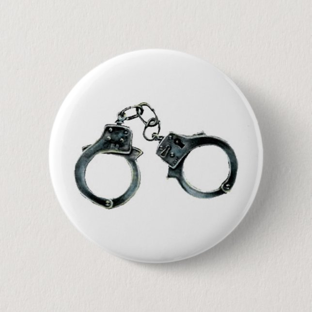 handcuffs pinback button (Front)