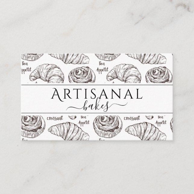 Handdrawn Baked Goods Baker Bakery Dessert Caterer Business Card (Front)
