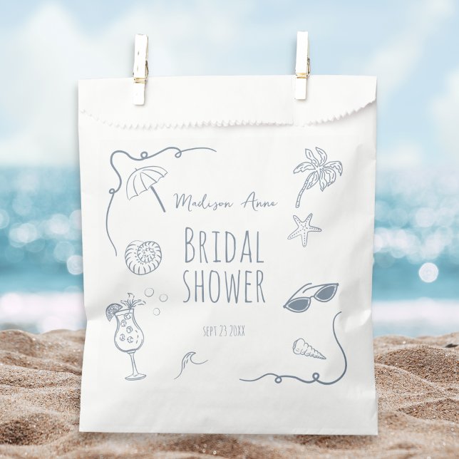 HandDrawn Beach Doodle Illustrations Bridal Shower Favor Bag (Creator Uploaded)