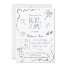 HandDrawn Beach Doodle Illustrations Bridal Shower