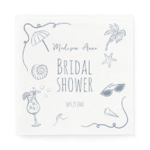 HandDrawn Beach Doodle Illustrations Bridal Shower