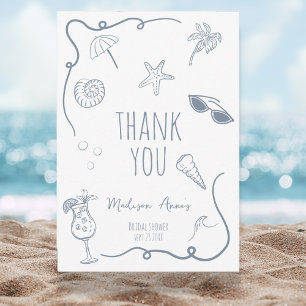 HandDrawn Beach Doodle Thank You Bridal Shower Card