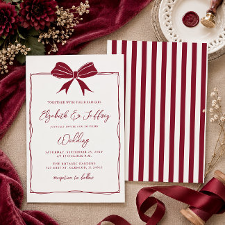 Handdrawn Bow Coquette Modern Chic Wedding Invitation