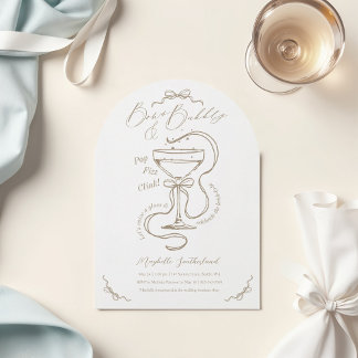 Handdrawn Bows Bubbly Cocktail Bridal Shower Arch Invitation