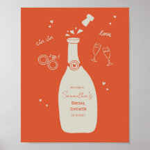 Handdrawn Champaign Bridal Shower Sign