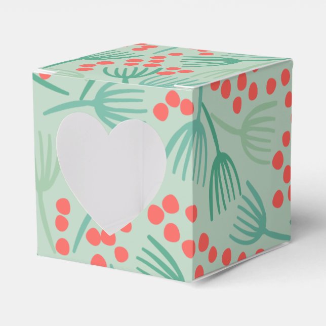 Handdrawn Christmas Tree Evergreen Pine Needles Favor Boxes (Front Side)