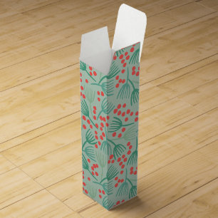 Handdrawn Christmas Tree Evergreen Pine Needles Wine Box