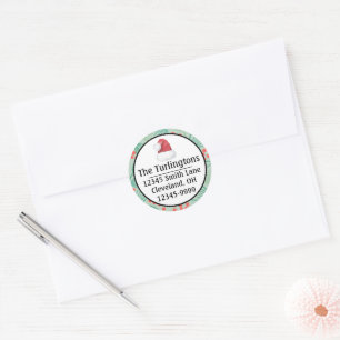 Handdrawn Christmas Tree Evergreen Return Address Classic Round Sticker