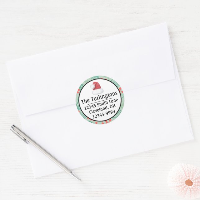 Handdrawn Christmas Tree Evergreen Return Address Classic Round Sticker (Envelope)