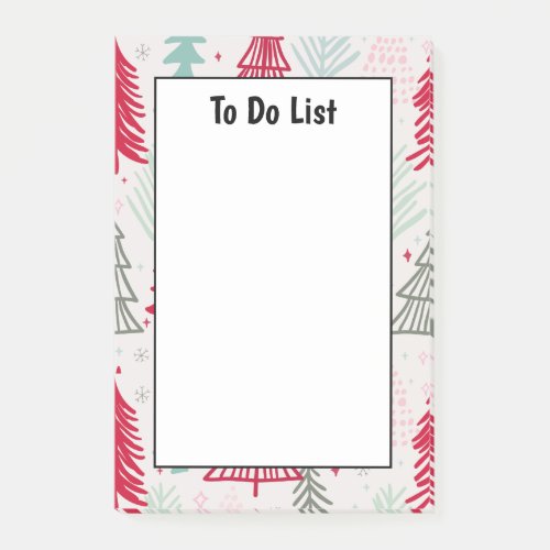 Handdrawn Christmas Trees Evergreen To Do List Post_it Notes