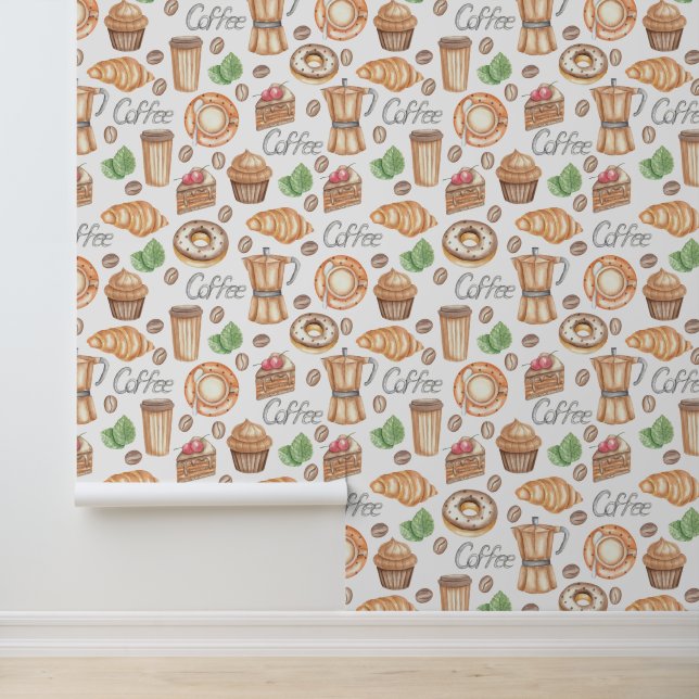 Handdrawn coffee and tea wallpaper  (Application)