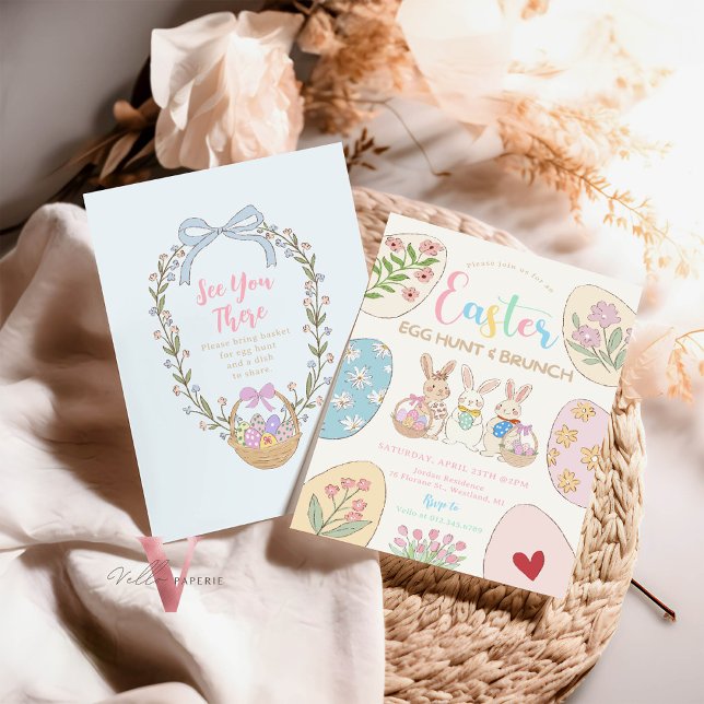 Handdrawn Colorful Pastel Easter Egg Brunch Party Invitation (Creator Uploaded)