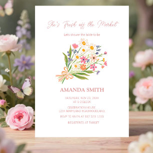 Handdrawn Cute Fresh Off the Market Bridal Shower Invitation