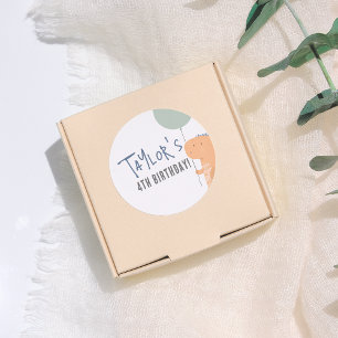 Handdrawn Dinosaur & Balloon Boy Birthday Party Classic Round Sticker