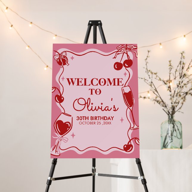 HandDrawn Dirty Thirty Birthday Party Welcome Sign (In Situ (Stand))
