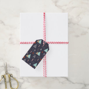 Handdrawn Evergreen Pine Trees Snow Personalized Gift Tags