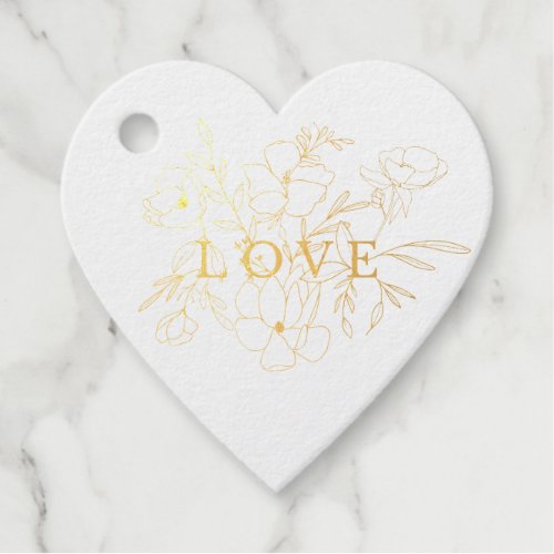 Handdrawn Floral L_O_V_E Sticker Foil Favor Tags