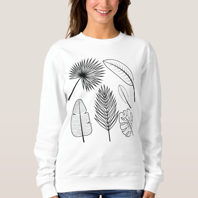 Handdrawn Flowers Doodles Black and White Plants S Sweatshirt (Front)
