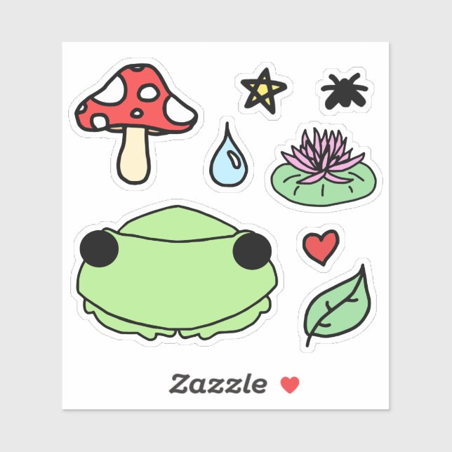 handdrawn froggy and other frog related doodles sticker (Sheet)